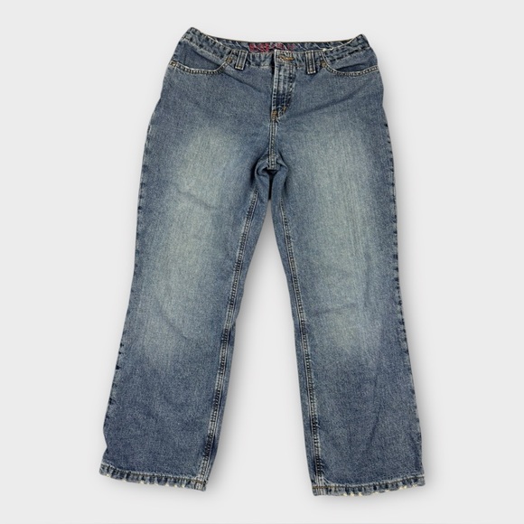 Hydraulic Jeans Womens 11/12 Blue Denim Cropped Capri Flare Y2K - Picture 1 of 9